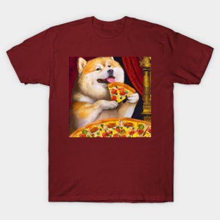 Chonky Shiba Inu Eating a Pizza T-Shirt